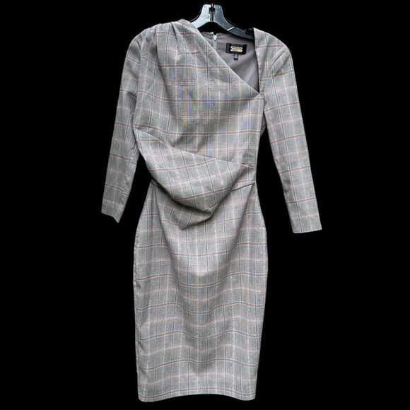Alexia Admor Olive Plaid Sheath Dress Size XS - Picture 3 of 7